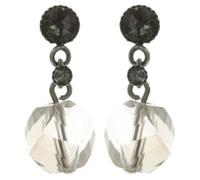 Konplott: pendelnde Ohrstecker Pool Side Story, moderne Kristall-Brocken-Ohrstecker in grau, für Damen/Frauen