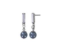 Konplott: pendelnde Ohrstecker Spikes and Pearls, moderne hängende Ohrstecker mit Rechteckkristall und Perle, für Damen/Frauen (dunkelgrau)