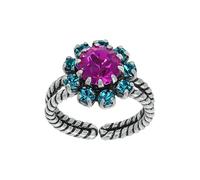 Konplott: Ring Artdecode, moderner Prinzess-Ring mit runden Steinen, für Damen/Frauen (blau-fuchsia)
