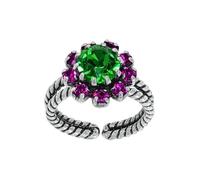 Konplott: Ring Artdecode, moderner Prinzess-Ring mit runden Steinen, für Damen/Frauen (fuchsia-grün)