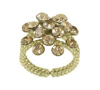 Konplott: Ring Magic Fireball shinny brass, klassischer Kristallblütenring in glänzend-goldener Fassung, für Damen/Frauen (beige)