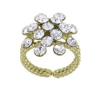 Konplott: Ring Magic Fireball shinny brass, klassischer Kristallblütenring in glänzend-goldener Fassung, für Damen/Frauen (weiß)