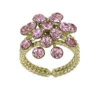 Konplott: Ring Magic Fireball shinny brass, klassischer Kristallblütenring in glänzend-goldener Fassung, für Damen/Frauen (rose)