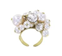 konplott - Ring - Pearl Shadow weiß/gold