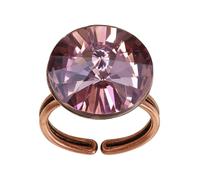 Konplott: Ring Rivoli big, großer klassischer Solitär-Kristallring, für Damen/Frauen (braun-pink)
