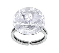 Konplott: Ring Rivoli big, großer klassischer Solitär-Kristallring, für Damen/Frauen (weiß)