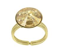 Konplott: Ring Rivoli shinny brass, moderner runder Solitärring in glänzend-goldener Fassung, für Damen/Frauen (beige)