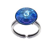 Konplott: Ring Rivoli royal blue, klassischer Kristallring mit rundem Stein in blau-changierend, für Damen/Frauen