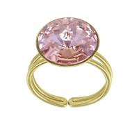 Konplott: Ring Rivoli shinny brass, moderner runder Solitärring in glänzend-goldener Fassung, für Damen/Frauen (rose)