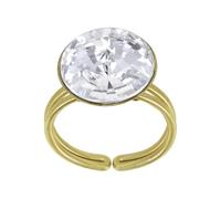 Konplott: Ring Rivoli shinny brass, moderner runder Solitärring in glänzend-goldener Fassung, für Damen/Frauen (weiß)