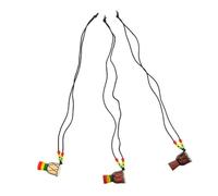 KONTONTY 3 Stück Mini Afrikanische Trommel Halskette aus Hochwertigem Holz Handgefertigtes Percussion Schmuckstück Statement Anhänger für Frauen Vielseitig als Schlüssel Taschenanhänger