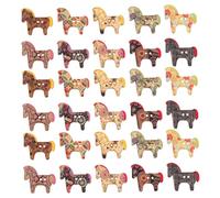 KONTONTY 50 Stück Bemalte Holzknöpfe Pferdemotiv Klein Natürliche Farbe Dekorative Kleidung Selbstgemacht Bastelknöpfe Für Pullover Taschen Kinder