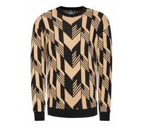 Kontrast Feinstrick Rundhals-Pullover 3XL