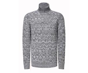 Kontrast Grobstrick Rollkragen-Pullover L