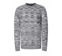 Rusty Neal Herren Pullover Schwerer Grobstrickpullover mit Rundhals-Ausschnitt im Streetwear Kontrast Block-Design S - 3XL 438, Farbe:Weiß, Größe S-3XL:L