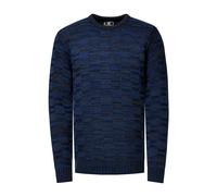 Rusty Neal Herren Pullover Schwerer Grobstrickpullover mit Rundhals-Ausschnitt im Streetwear Kontrast Block-Design S - 3XL 438, Farbe:Marine, Größe S-3XL:L