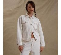 Kontrast Stich Langarm Denim Jacke, nur Street Style Y2K 90er Jahre Country Rave Konzert Festival Urlaub Streetwear Schulanfang Lässig Alltag Büro Läs