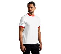 Kontrast T-Shirt Herren, Weiß-Rot, XXL