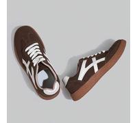 Kontrastfarbige, einfarbige, preppy, lässige Gym-Sneaker für Frauen, Schnürsenkel braun Patchwork flach Retro lässig Outdoor Sport Laufschuhe, empfehl