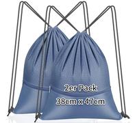 KOOOGEAR 2 Stück Turnbeutel 38 x 47 cm, Kordelzug Sportbeutel, Turnbeutel mit Reissverschluss für Gym Fitness Schulturnhalle Reisen Schwimmen Strandurlaub Damen und Herren
