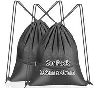 KOOOGEAR 2 Stück Turnbeutel 38 x 47 cm, Kordelzug Sportbeutel, Turnbeutel mit Reissverschluss für Gym Fitness Schulturnhalle Reisen Schwimmen Strandurlaub Damen und Herren