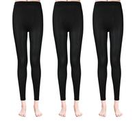 KOOOGEAR 3 Paar Ohne Fuß Schwarz Ballett Strumpfhose für Damen 80 Denier Weiche Opaque Legging Tanzstrumpfhosen
