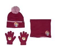 Koordinierte Mütze mit Bommel, Halswärmer und Handschuhen, Disney-Prinzessinnen, 3-teiliges Set, Zubehör für Kinder, Einheitsgröße, fuchsia, Einheitsgröße