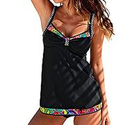Kootk Damen Swimwear Tankinis Bademode Schwimmanzug Badeanzug Große Größen Strandkleidung Swmming Suit Tankini Oberteil + Slip Mehrfarbig 4XL
