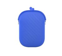 KoovDem Wasserdichte Kosmetiktasche aus Silikon im Vintage-Stil, mit glattem Reißverschluss, Macaron-Farbe, tragbare Kopfhörer-Geldbörse und quadratischer Ausweis-Schlüssel-Organizer (blau)