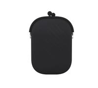 KoovDem Wasserdichte Kosmetiktasche aus Silikon im Vintage-Stil, mit glattem Reißverschluss, Macaron-Farbe, tragbare Kopfhörer-Geldbörse und quadratischer Ausweis-Schlüssel-Organizer (schwarz)