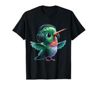 Kopfhörer Illustration Tier Kunst Kolibri Liebhaber T-Shirt