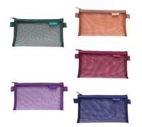 Kopida Federmäppchen aus Netzstoff, transparent, Nylon-Netz-Reißverschluss, Make-up-Tasche für Damen, tragbar, Büro, Schule, Schreibwaren, Aufbewahrungstasche, 5 Stück