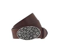 Koppelgürtel MUSTANG, Damen, Gr. 105, braun, Rindsleder, unifarben, Gürtel Koppelgürtel, Florale Koppelschließe in mattem Silber, 3,5 cm (64486748-105) braun