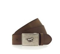 Koppelgürtel MUSTANG, Damen, Gr. 110, braun (baileys), Rindsleder, unifarben, vintage, Gürtel Koppelgürtel, Mit charakteristischer Koppelschließe, im Vintage-Look, 4 cm (39152506-110) baileys