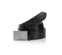 Koppelgürtel TOM TAILOR "TTBOB", Damen, Gr. 110, schwarz, Rindsleder, leicht glänzend, unifarben, Gürtel Koppelgürtel, 3,5 cm breiter Herrengürtel, modischer Klassiker, Koppelschließe (12962456-110) s