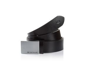 Koppelgürtel TOM TAILOR "TTBOB", Herren, Gr. 90, schwarz, Rindsleder, leicht glänzend, unifarben, Gürtel Koppelgürtel, 3,5 cm breiter Herrengürtel, modischer Klassiker, Koppelschließe (12962456-90) sc