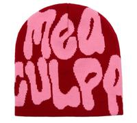 KORADI Damen Beanie Mütze MEA Culpa Word Head Toque Herren Y2K Stilvolle Beanie Mützen Winter Strickmütze für Geschenke, Wein, Einheitsgre
