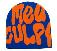KORADI Damen Beanie Mütze MEA Culpa Word Head Toque Herren Y2K Stilvolle Beanie Mützen Winter Strickmütze für Geschenke, Blau, Einheitsgre