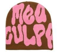 KORADI Damen Beanie Mütze MEA Culpa Word Head Toque Herren Y2K Stilvolle Beanie Mützen Winter Strickmütze für Geschenke, Kaffee und Rosa, Einheitsgre