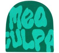KORADI Damen Beanie-Mütze MEA Culpa Wort Kopfwärmer Herren Y2K Stilvolle Beanie-Mützen Winter Strickmütze für Geschenke, Grün , Einheitsgre