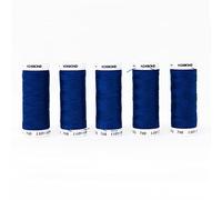 Korbond 500 m Saphir Polyester 5 x 100 m Spulen blau - für Handnähmaschinen - kein Einlaufen - ideal zum Flicken, Schneidern, Quilten, Basteln, Reparaturen und Verschönern