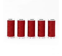 Korbond 500m Rot Polyester 5 x 100m Rollen Faden - für Handnähmaschinen - kein Einlaufen - ideal zum Ausbessern, Schneidern, Quilten, Basteln, Reparaturen und Verzierungen