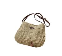 Korbtaschen Damen Sommer Stroh Gewebte Tasche for Frauen Schulter Tasche Bast Papier Seil Boho Strand Handtaschen Casual Messenger Umhängetasche Weibliche Geldbörse Basttaschen Damen Sommer(Beige-01)