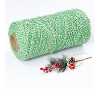 Kordel Grün Weiß 2mm x 200m - Juteschnur & Metzgergarn für Weihnachten, Geschenkband & Dekoschnur, Robuste Bäckerkordel zum Basteln, Verpacken & Adventskalender