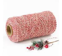 Kordel Rot Weiß 2mm x 200m - Juteschnur & Metzgergarn für Weihnachten, Geschenkband & Dekoschnur, Robuste Bäckerkordel zum Basteln, Verpacken & Adventskalender