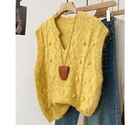 Koreanischer Stil Ärmellose Damen Strickweste, 3D Pompon strukturierte lose gestrickte kurze Strickjacke, Frühlings-Outfit