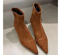 Koreanisches Nischen-Design spitze Zehenform schlanker Absatz Skinny Stiefel für Frauen, 2025 Herbst/Winter neue Samt Mode vielseitige Ankle Boots, Ki