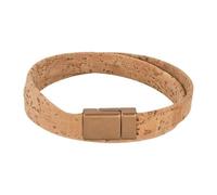 Kork-Deko Breites Korkarmband für Damen mit bronzefarbenem Magnetverschluss