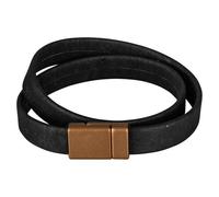 Kork-Deko Breites Korkarmband schwarz für Damen mit bronzefarbenem Magnetverschluss