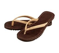 Kork-Deko Flip Flops für Herren | Zehentrenner aus Kork - braun mit hellem Riemen - Gr. 39-45 43
